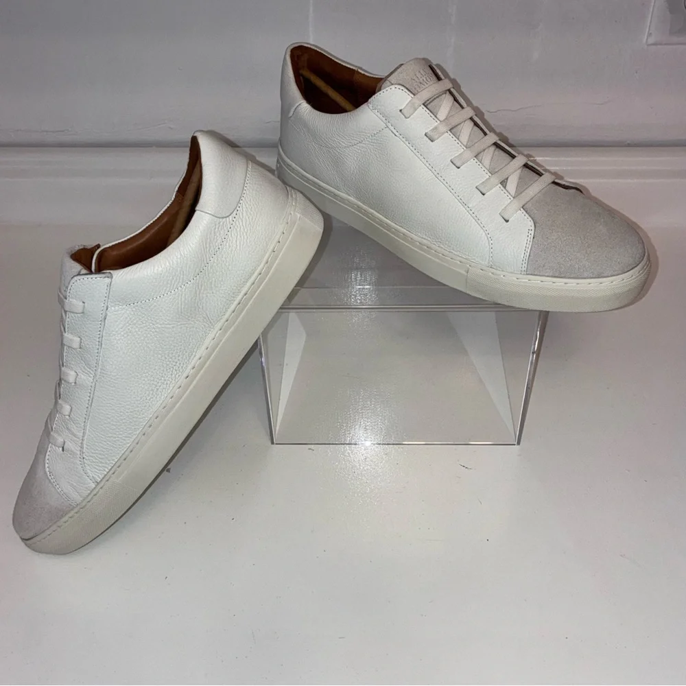 Allen Edmonds White Fisher Mix Leather Sneakers Sz 12 - Picture 2 of 10